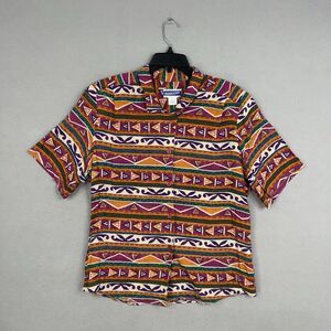 Vintage Pendleton Shirt Womens 14W Red Orange Aztec Geometric Retro 90s Western
